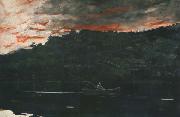 Winslow Homer Sunrise,Fishing in the Adirondacks (mk44) oil painting artist